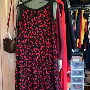 Stylish Black and Red Polka Dot Skirt